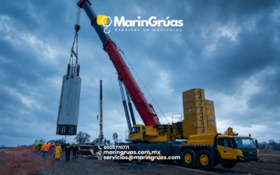 Renta de Grúa Industrial en Oaxaca para Izaje e Instalación de Columnas de Concreto