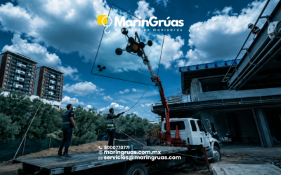 Renta de Grúa HIAB en Nayarit para Instalación y Elevación de Vidrios Pesados
